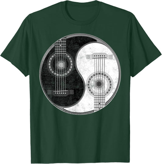 Yin Yang Guitar Player Guitarist Classical Bass Acoustic T-Shirt - T-Shirt | Forest