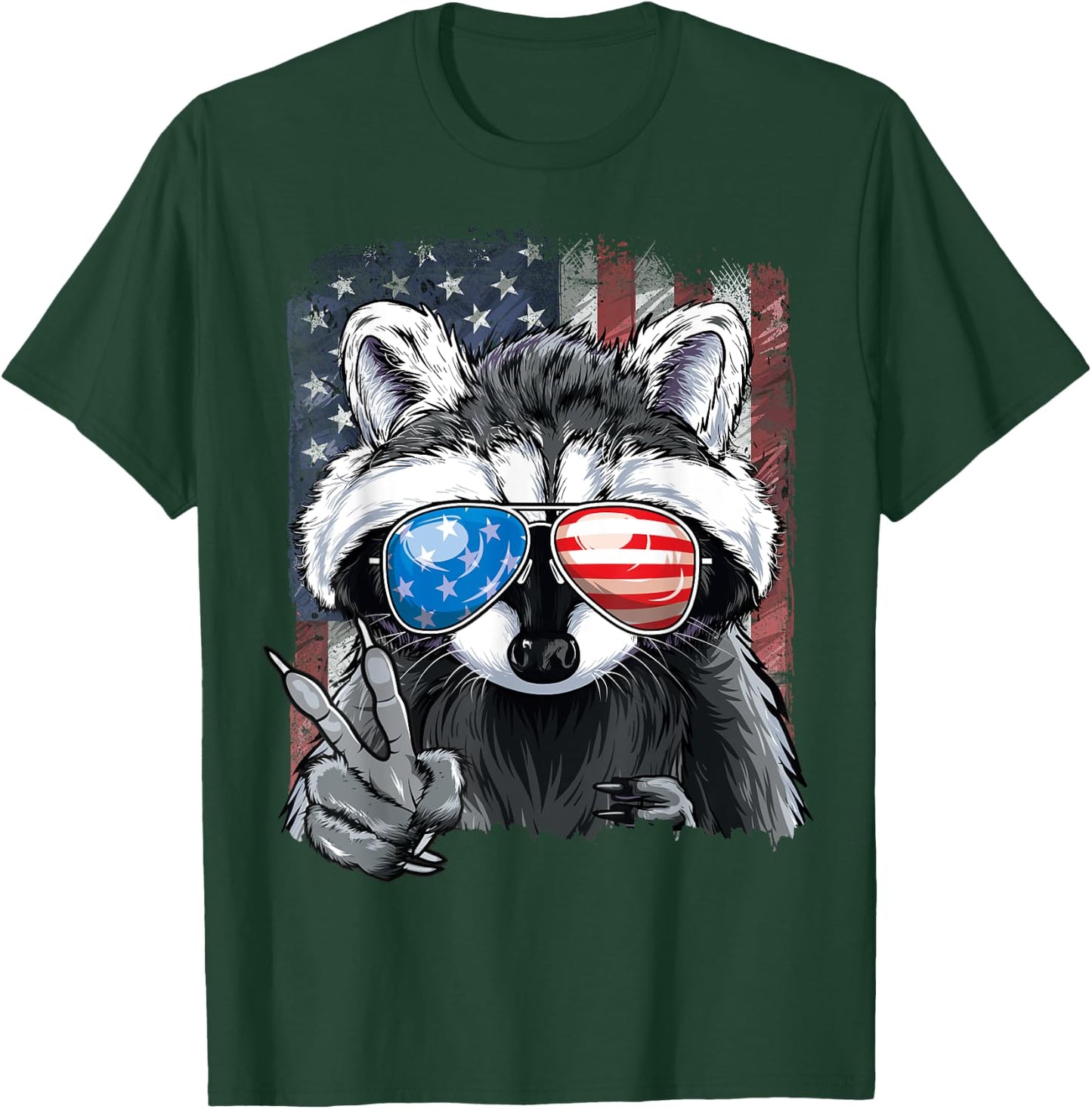 USA Patriotic Raccoon July 4th Boys Men Trash Panda T-Shirt - T-Shirt | Forest