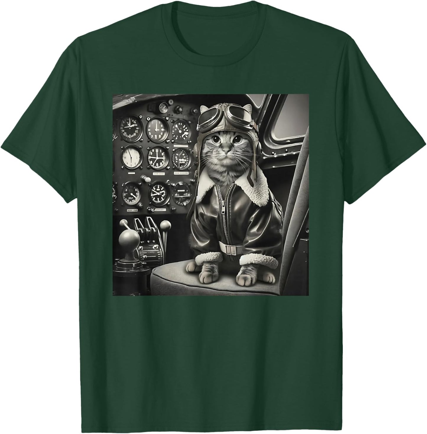 Vintage Cat Pilot - Cat pilots a cool fighter plane. T-Shirt - T-Shirt | Forest