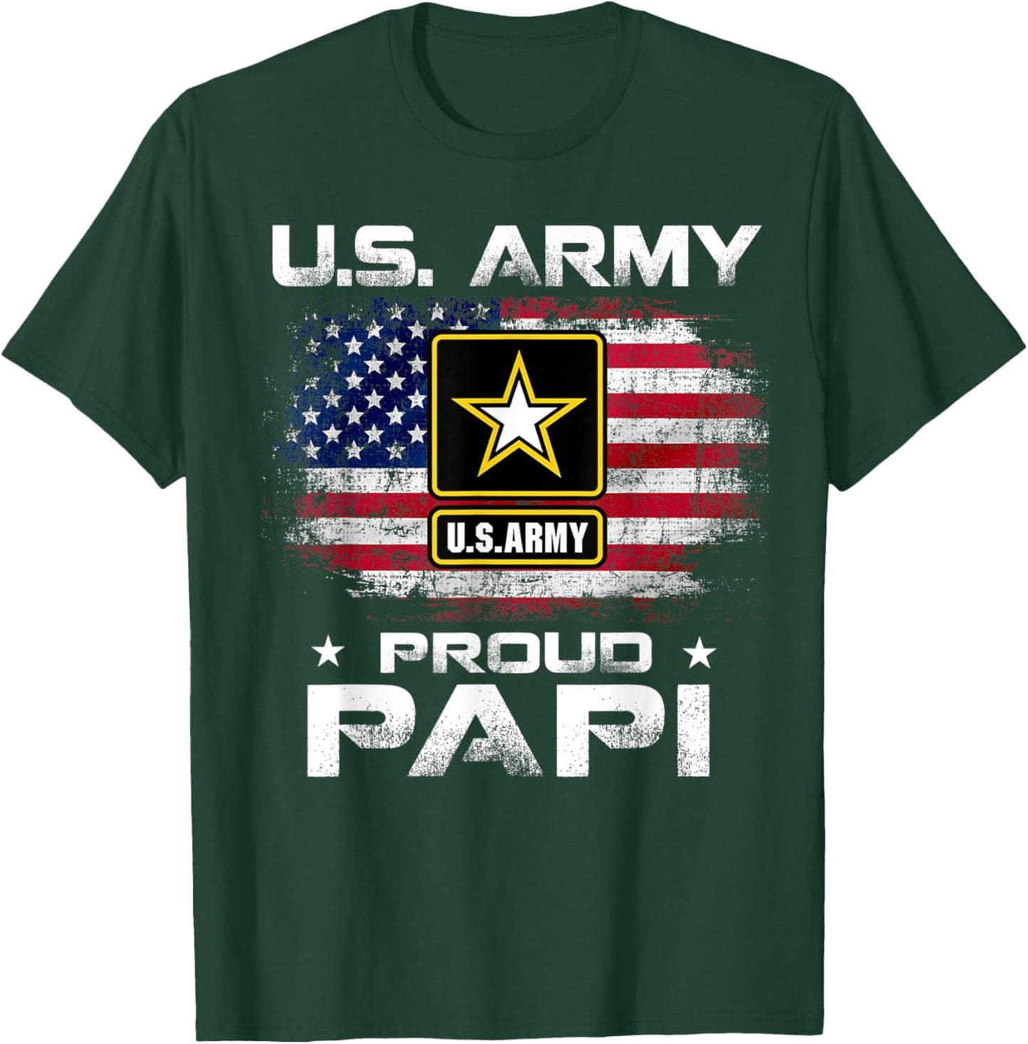 U.S Army Proud Papi With American Flag Gift Veteran Gift Kids Men T-Shirt - T-Shirt | Forest