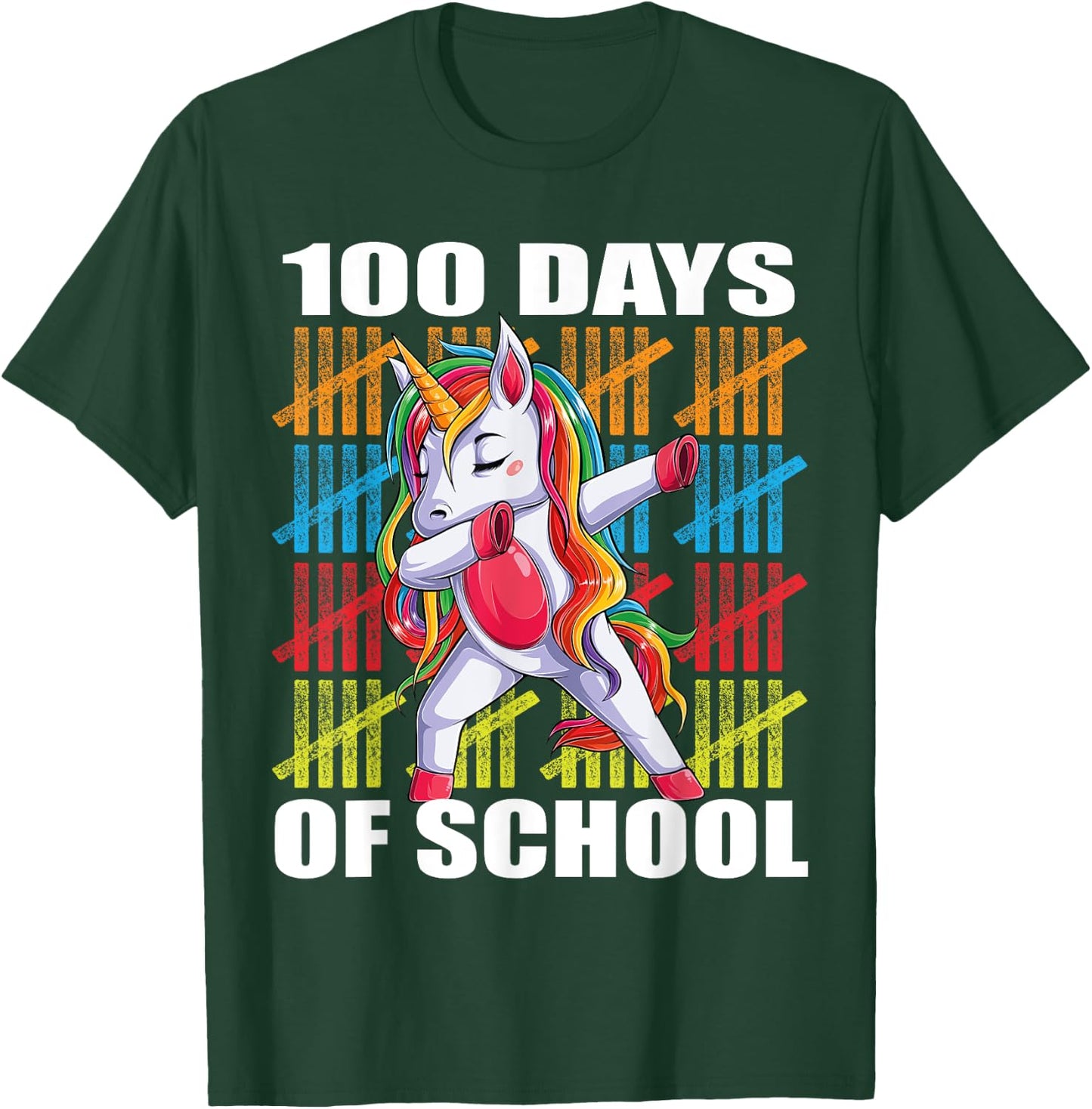 Happy 100th Day of School Unicorn Kids Teachers 100 Days T-Shirt - T-Shirt | Forest