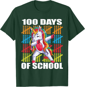 Happy 100th Day of School Unicorn Kids Teachers 100 Days T-Shirt - T-Shirt | Forest
