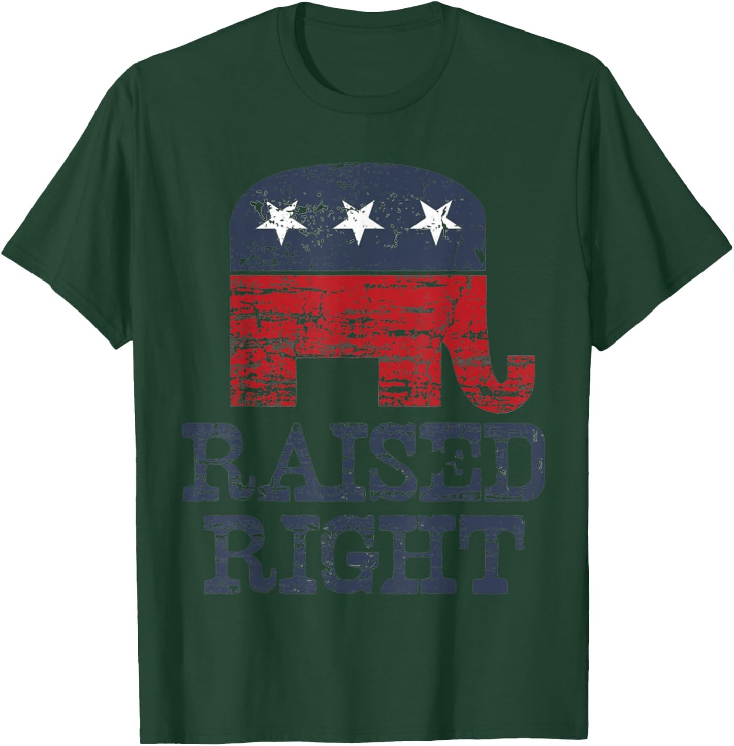 Raised Right Elephant Retro Style T-Shirt - T-Shirt | Forest