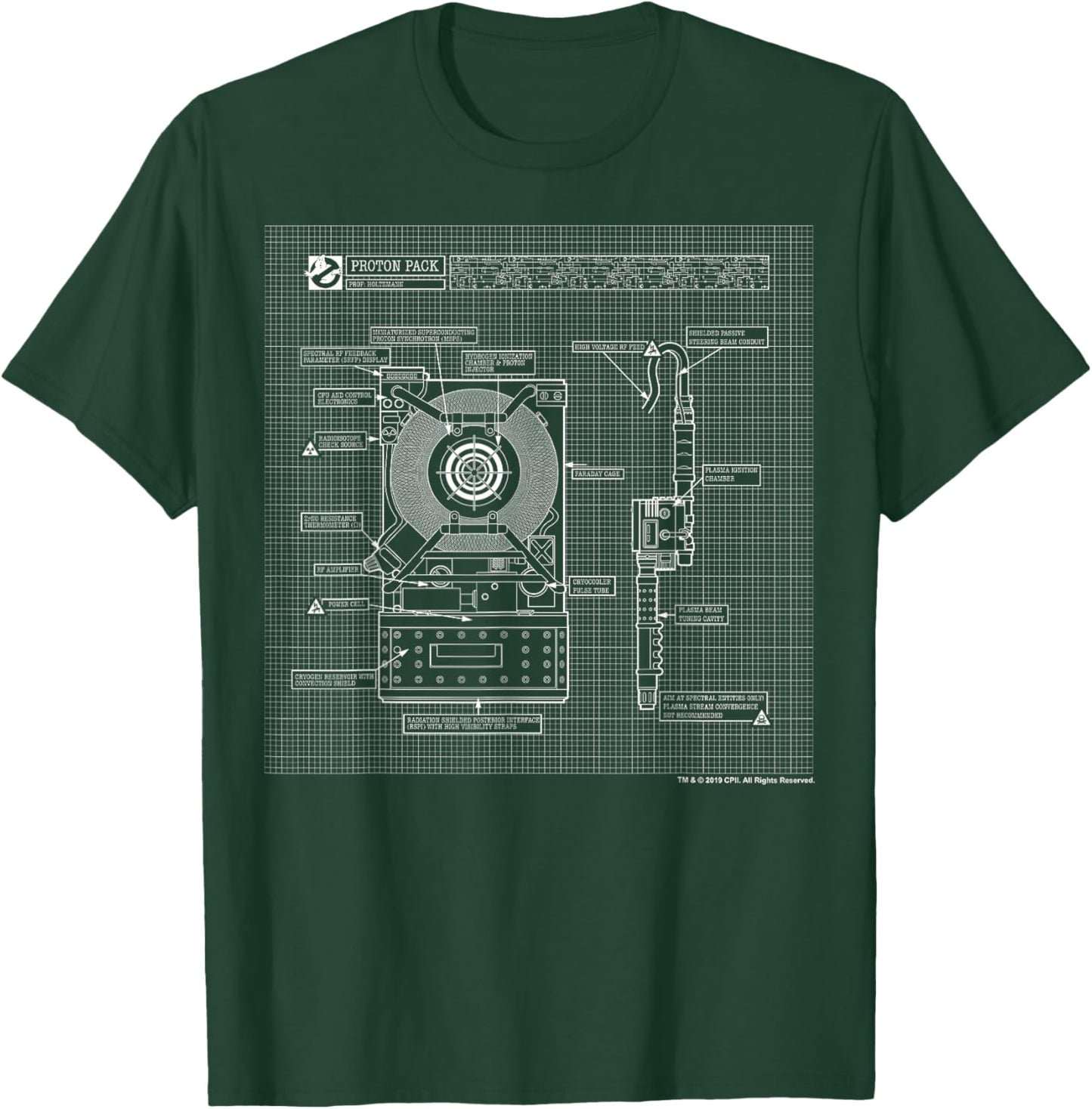 Ghostbusters Proton Pack Schematics T-Shirt - T-Shirt | Forest