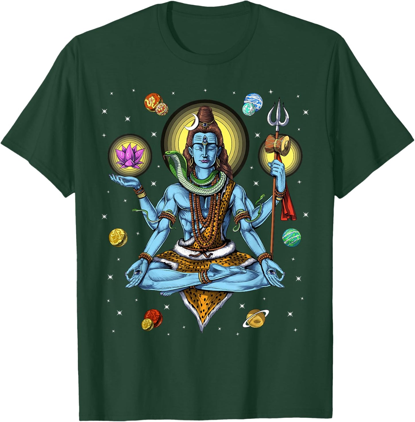Shiva Hindu God Zen Yoga Meditation Hinduism Spiritual T-Shirt - T-Shirt | Forest