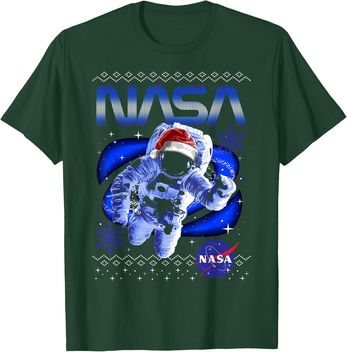 NASA Astronaut Santa Hat Logo Ugly Sweater T-Shirt - T-Shirt | Forest