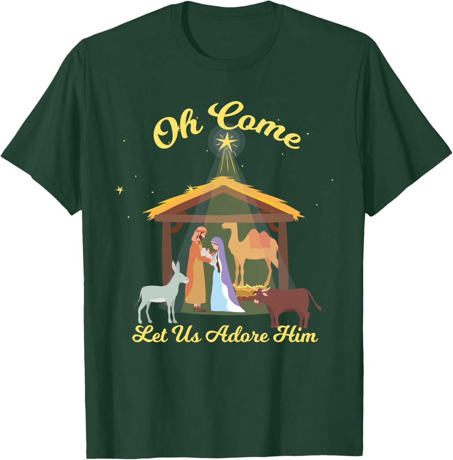 Let us Adore Him - Christmas Advent Nativity Scene North T-Shirt - T-Shirt | Forest