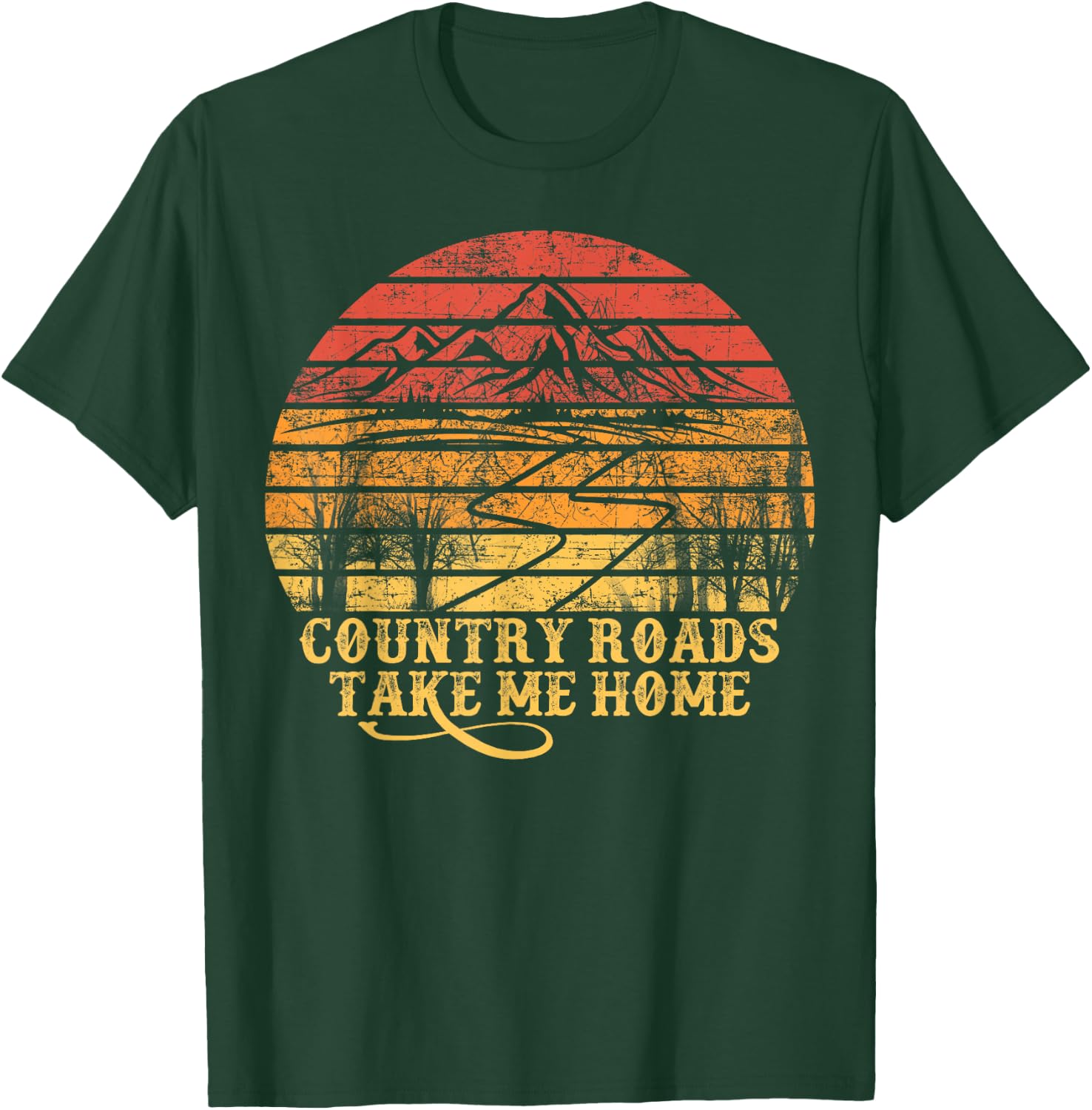 Vintage Retro Music Fans Country Roads Take Me Home T-Shirt - T-Shirt | Forest