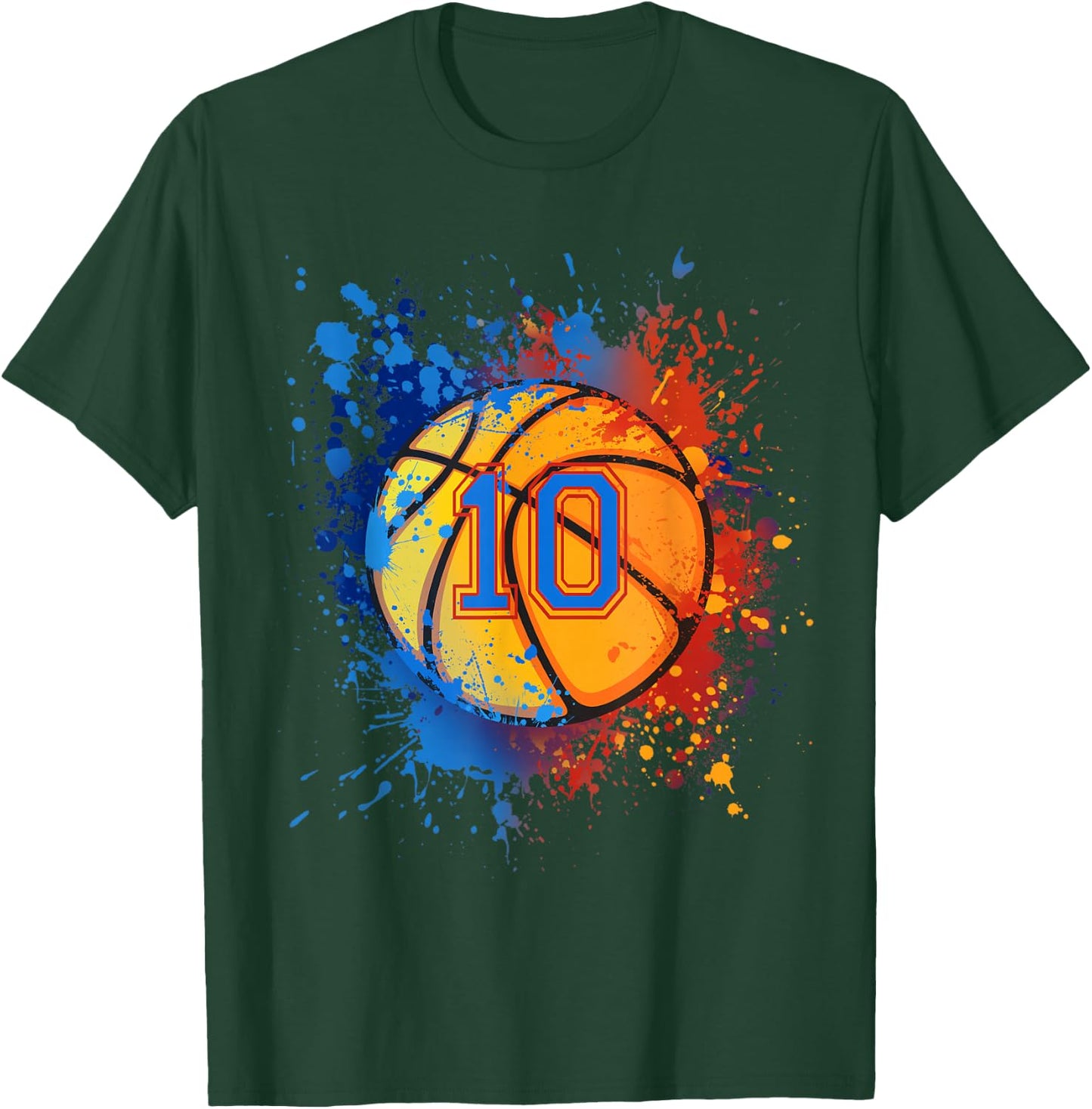 10 Years Old 10th Birthday Basketball Gift Boys Party T-Shirt - T-Shirt | Forest