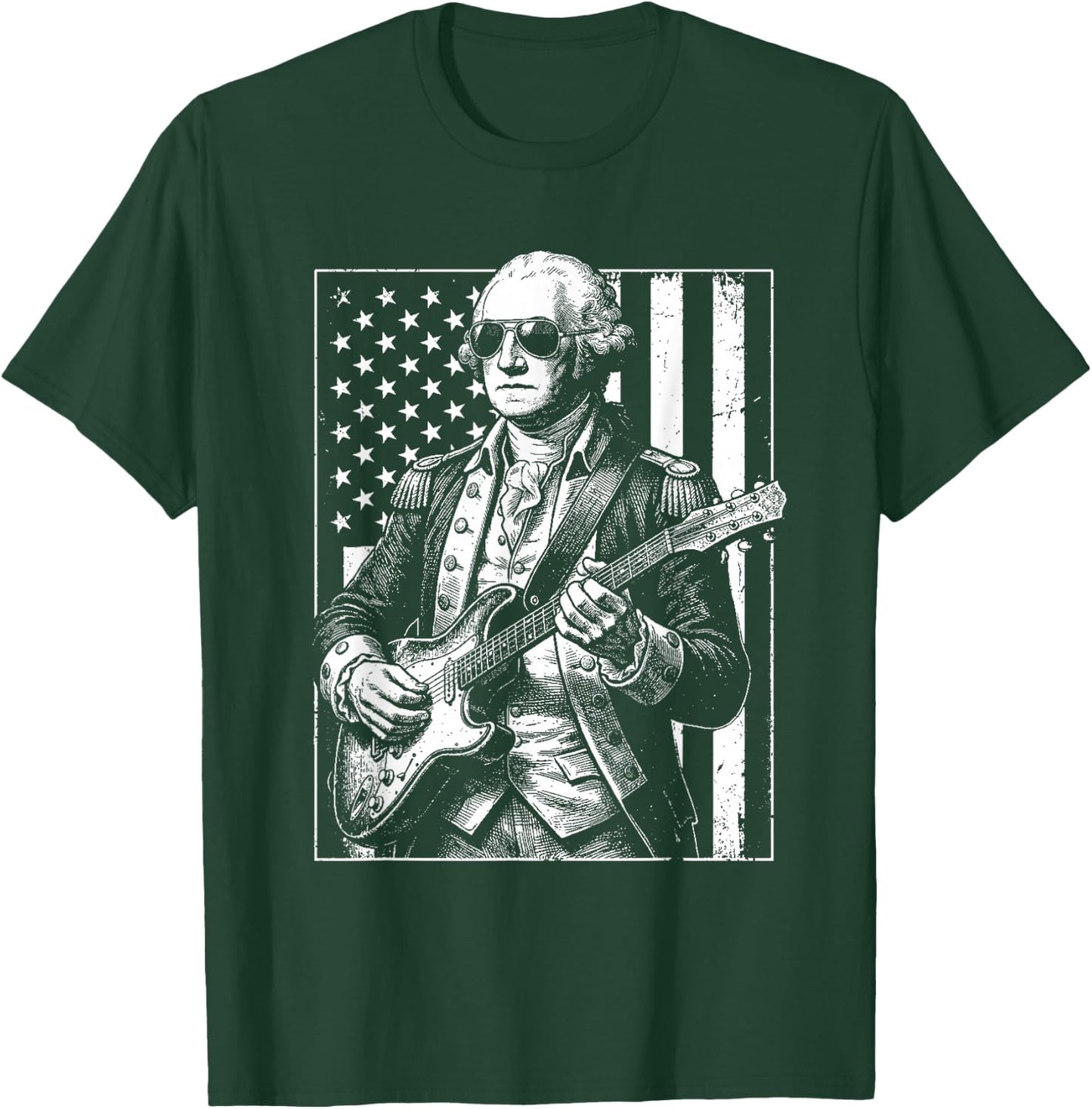 George Washington Playing Guitar Vintage Funny Humor Top T-Shirt - T-Shirt | Forest