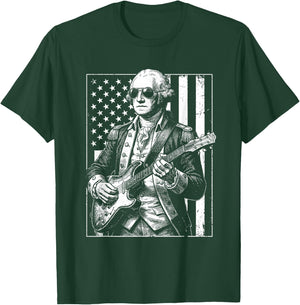 George Washington Playing Guitar Vintage Funny Humor Top T-Shirt - T-Shirt | Forest
