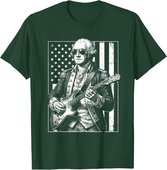 George Washington Playing Guitar Vintage Funny Humor Top T-Shirt - T-Shirt | Forest