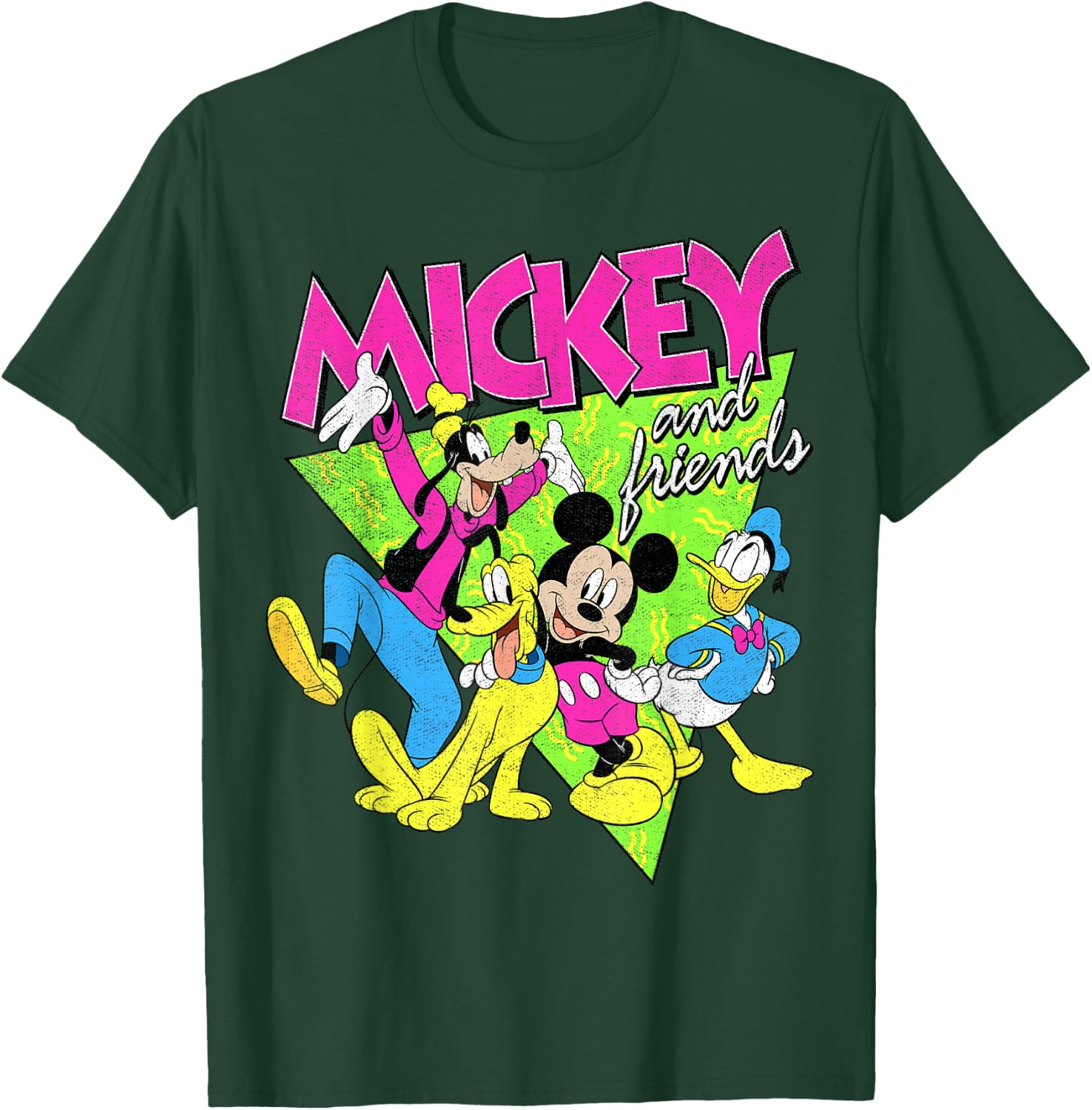 Disney Mickey And Friends Group Shot Neon Portrait T-Shirt - T-Shirt | Forest