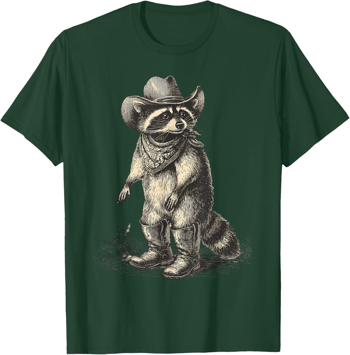 Vintage Raccoon Cowboy Trash Panda Cowgirl Western Country T-Shirt - T-Shirt | Forest