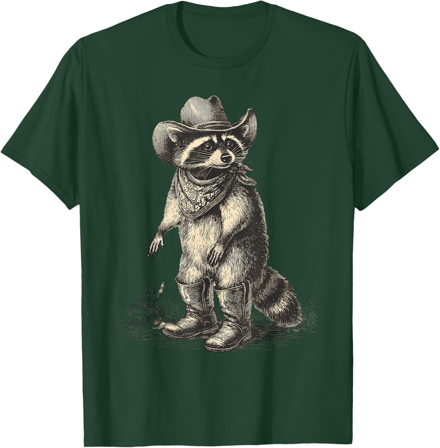 Vintage Raccoon Cowboy Trash Panda Cowgirl Western Country T-Shirt - T-Shirt | Forest