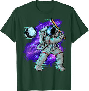 Astronaut Baseball Batter Outer Space T-Shirt - T-Shirt | Forest