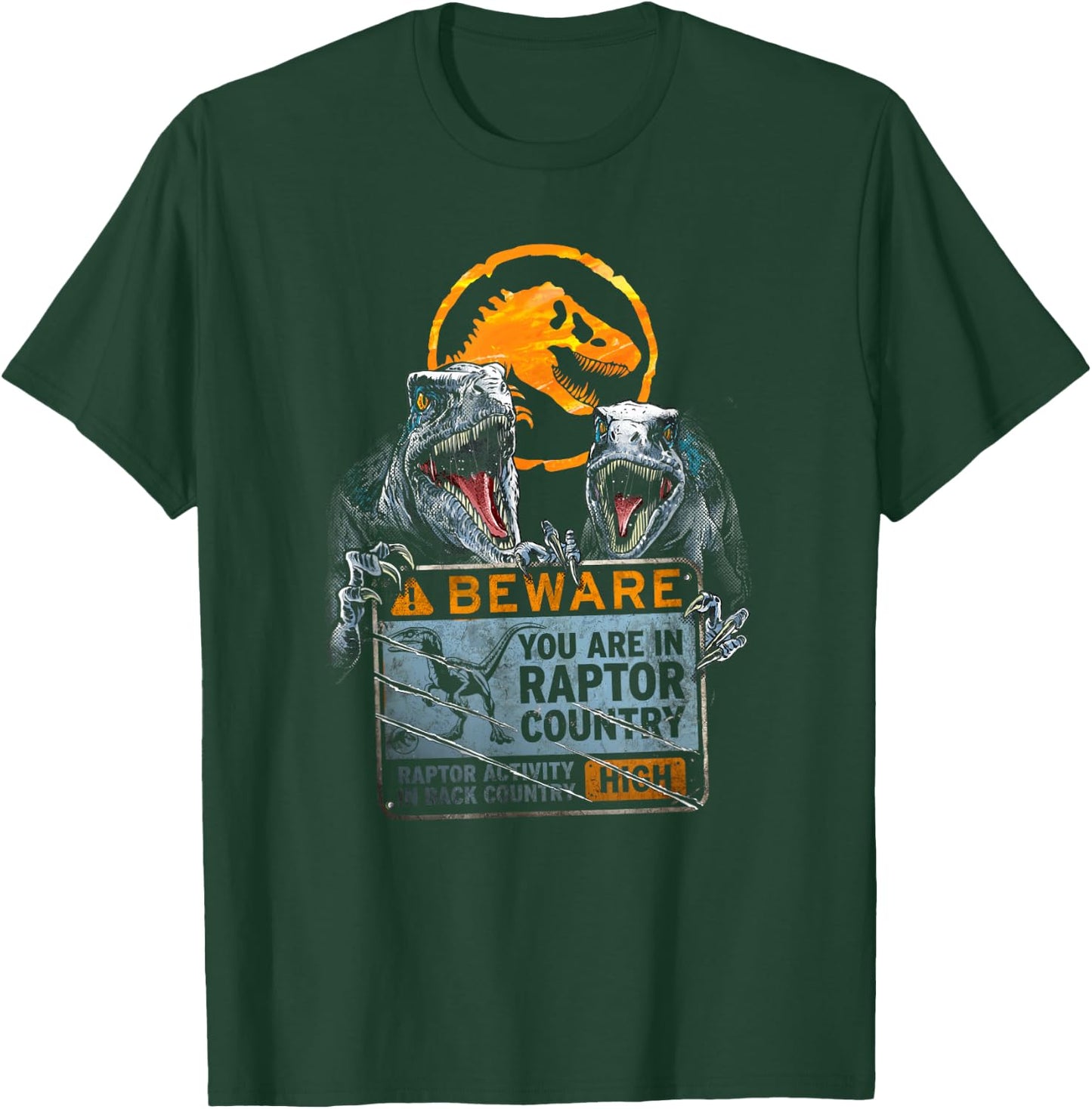 Jurassic World: Dominion Beware You Are In Raptor Country T-Shirt - T-Shirt | Forest