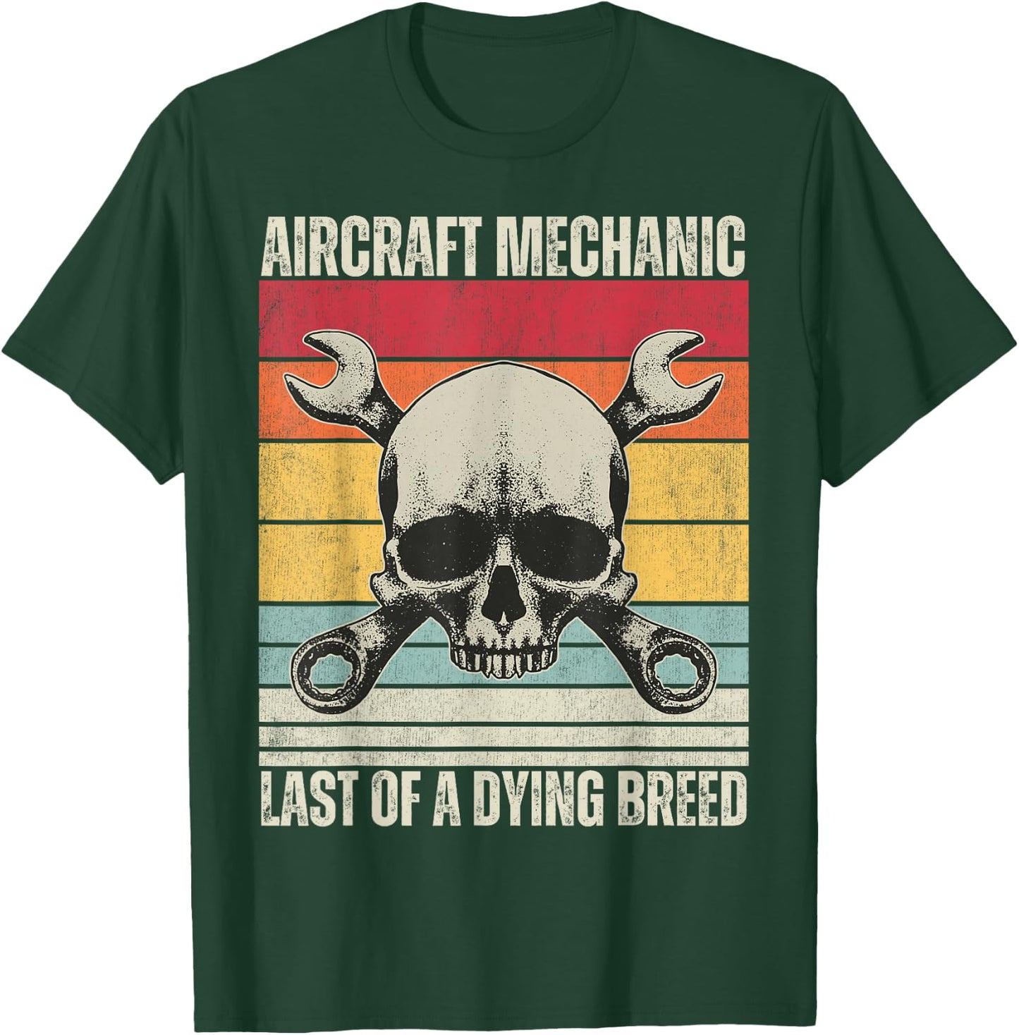 Aviation Mechanic Vintage Skull, Vintage Aircraft Mechanic T-Shirt - T-Shirt | Forest