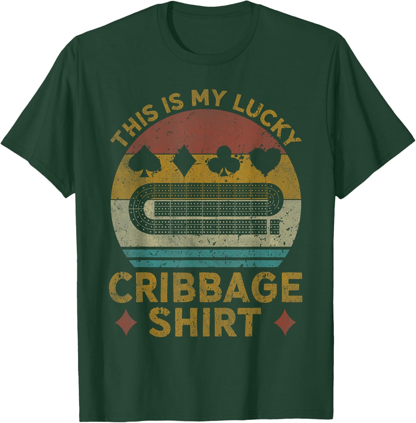 Cribbage Lucky Cribbage Lovers Vintage Cribbage Board Game T-Shirt - T-Shirt | Forest