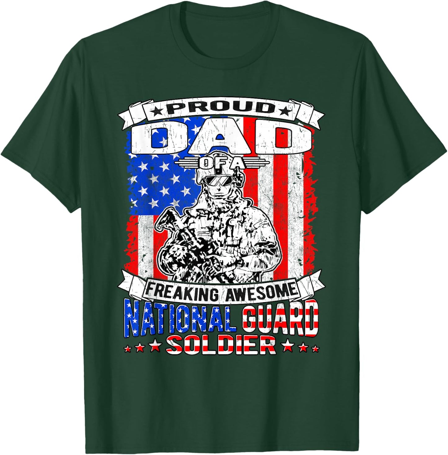 Proud Dad of a National Guard Soldier | Military Father Gift T-Shirt - T-Shirt | Forest