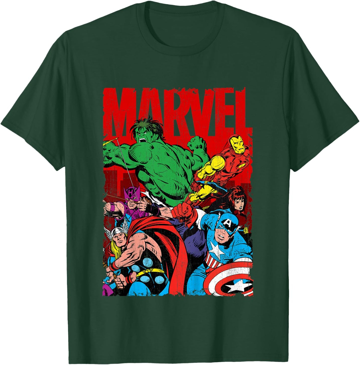 Marvel Avengers Team Retro Comic Vintage Kids T-Shirt - T-Shirt | Forest