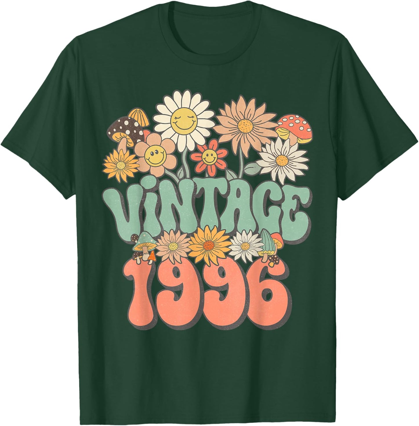 Retro Groovy Vintage 1996 Floral Hippie Daisy 30th Birthday T-Shirt - T-Shirt | Forest