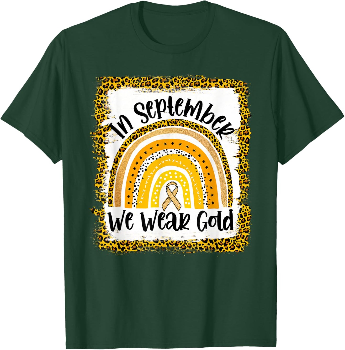 In September We Wear Gold Rainbow Childhood Cancer Awareness T-Shirt - T-Shirt | Forest