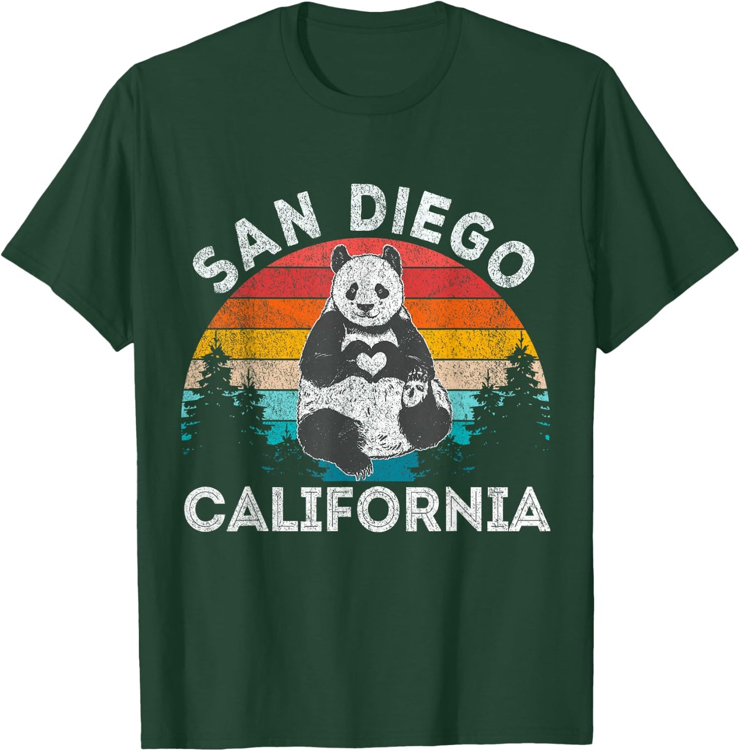 Funny San Diego Panda California Souvenir Gift San Diego Retro Panda Zoo California Vintage Black T-Shirt - T-Shirt | Forest