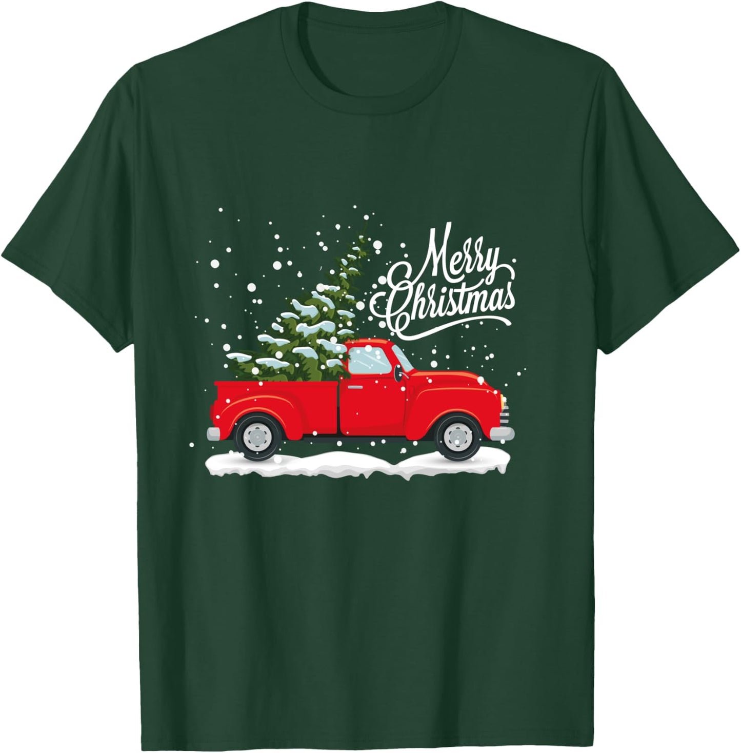 Vintage Red Truck Christmas Tree T-Shirt - T-Shirt | Forest