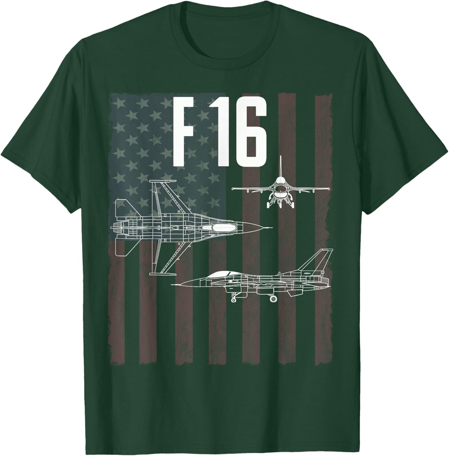 F16 USA Military Aircraft T Shirt T-Shirt - T-Shirt | Forest
