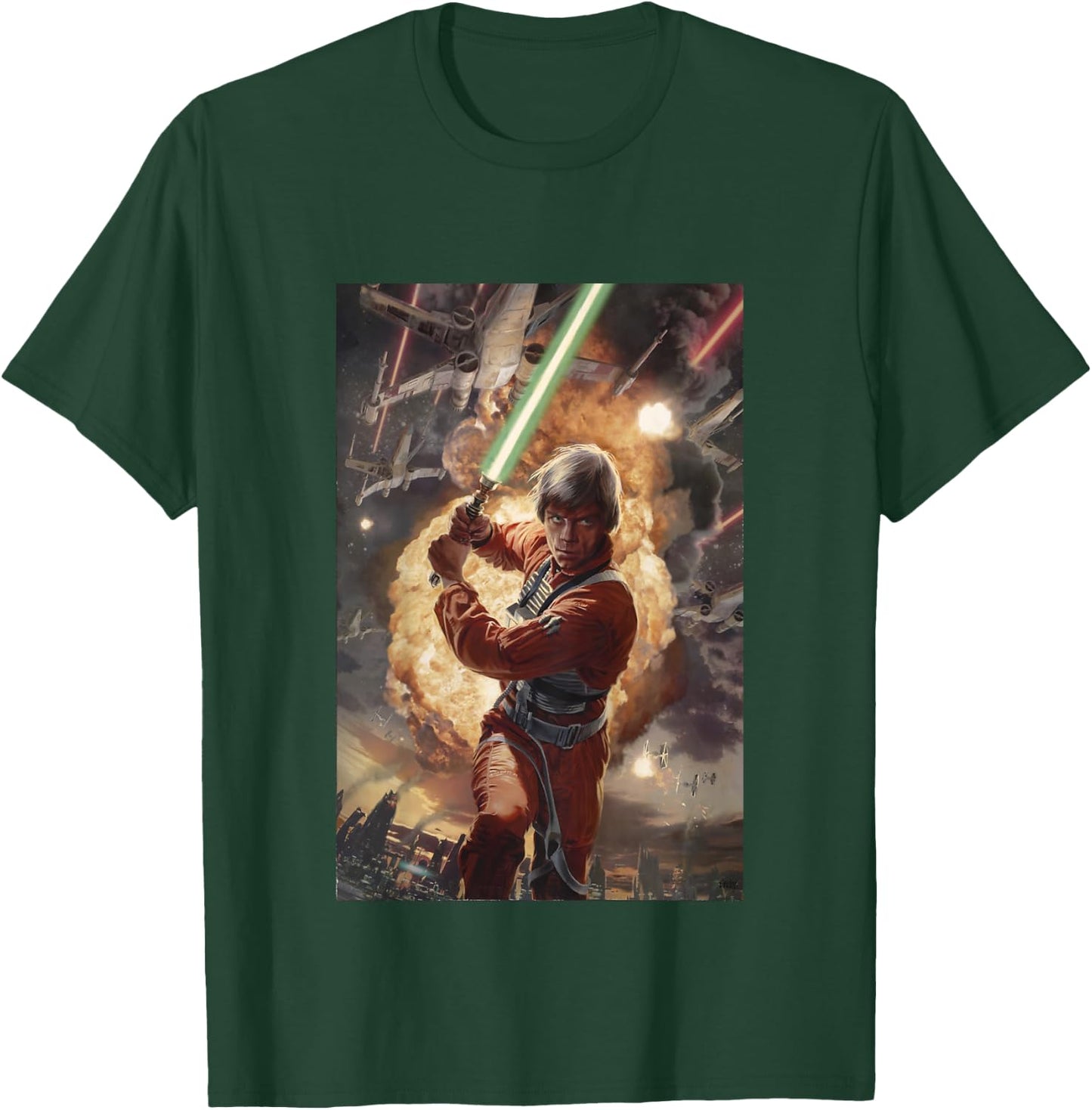 Kids Star Wars Classic Luke Skywalker Jedi Starfighter Painting T-Shirt - T-Shirt | Forest