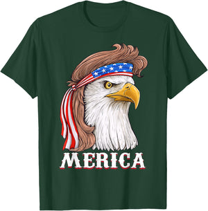 Eagle Mullet 4th Of July USA American Flag Merica T-Shirt - T-Shirt | Forest