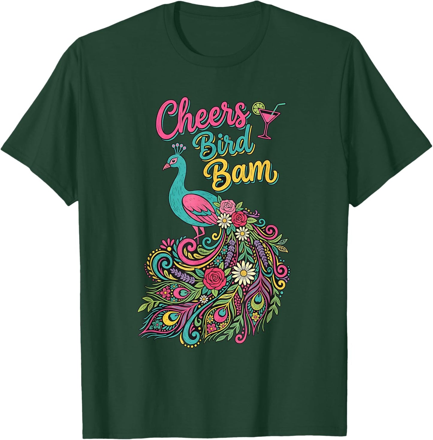 Cheers Bird bam Retro Funny Mahjong Player T-Shirt - T-Shirt | Forest