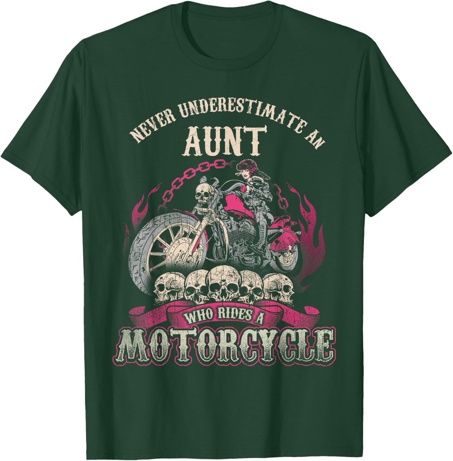 Aunt Biker Chick Shirt Never Underestimate Motorcycle T-Shirt - T-Shirt | Forest