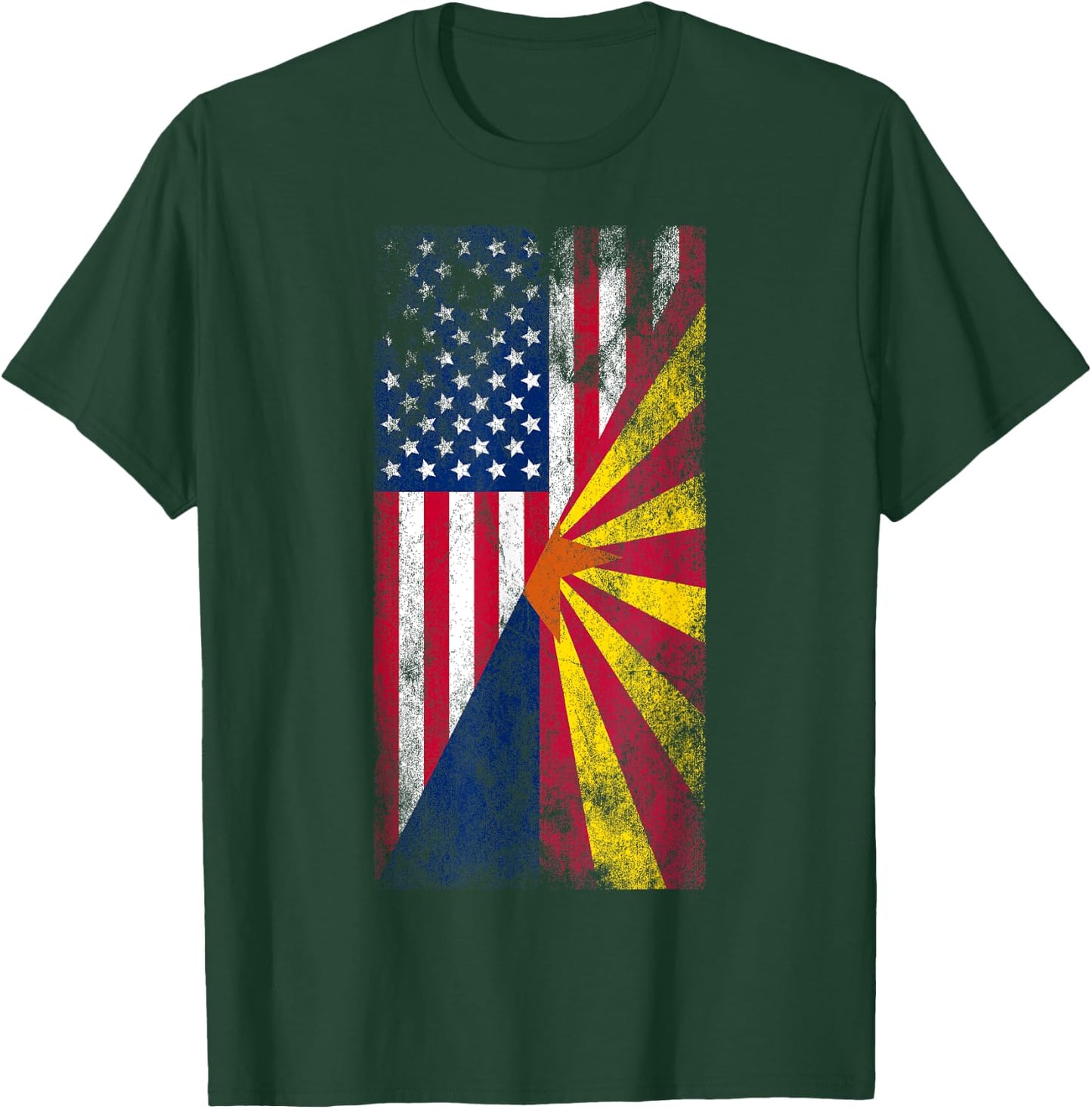 Irreverent USA & Arizona Flags - American Arizonan T-Shirt - T-Shirt | Forest