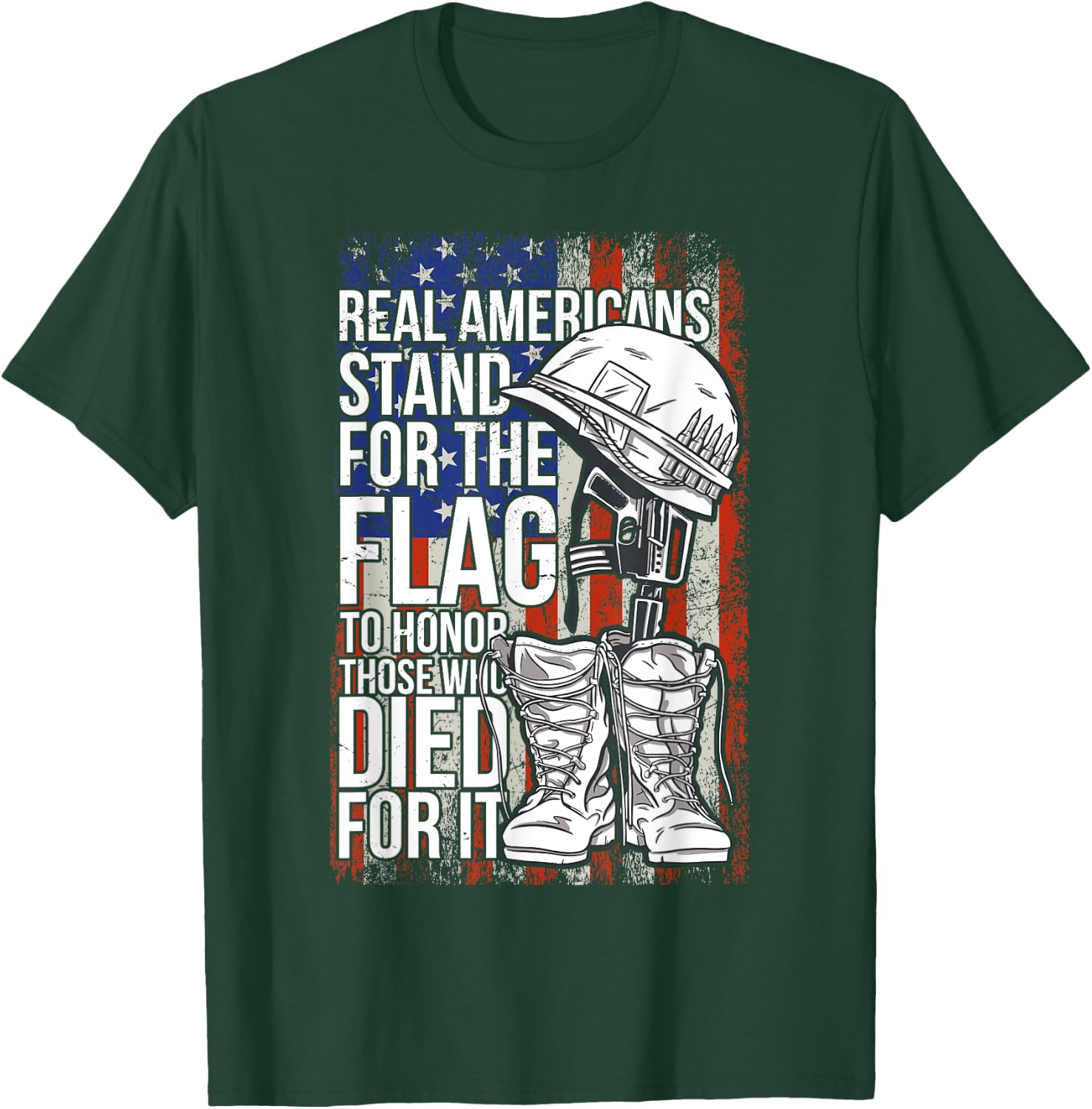 US Veteran veterans day Us Patriot , Black T-Shirt - T-Shirt | Forest