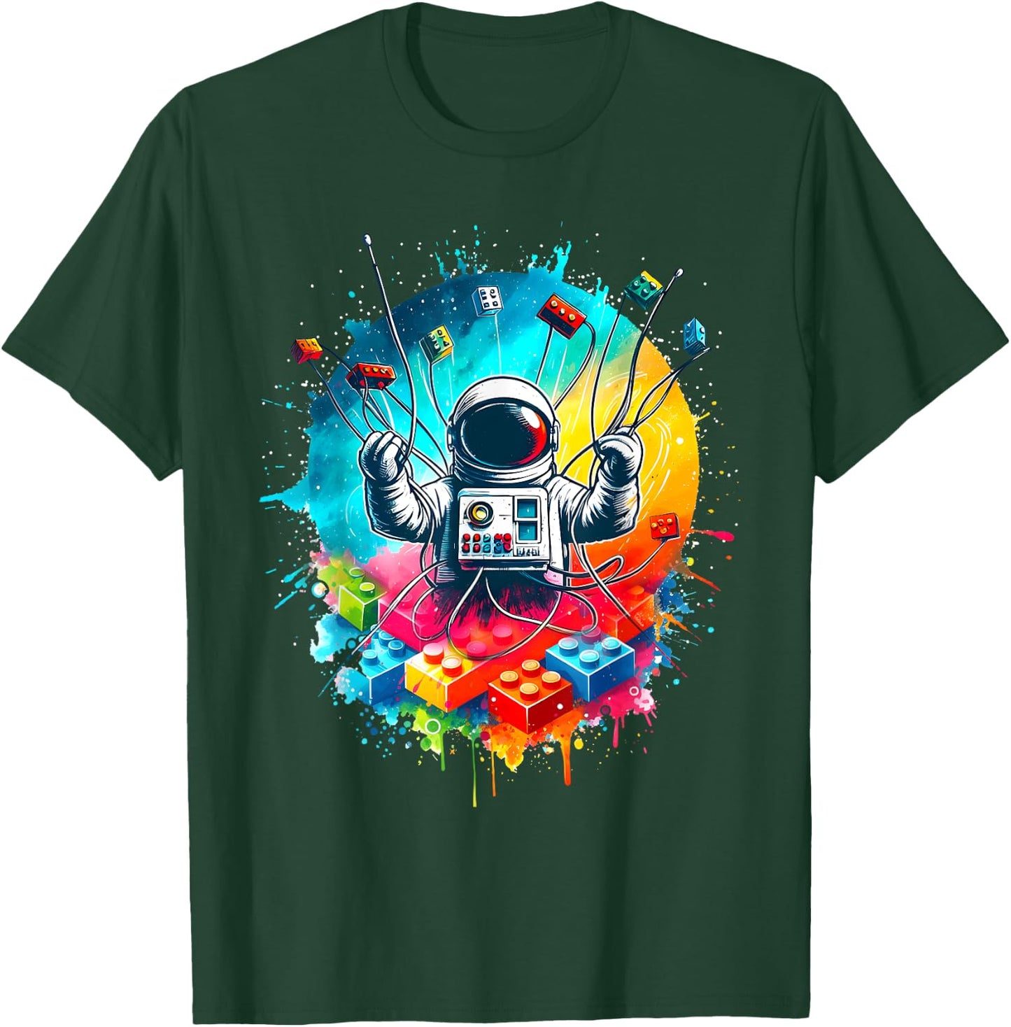 Space Astronaut Master Builder Funny Building Blocks Bricks T-Shirt - T-Shirt | Forest