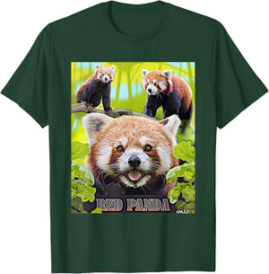 Cute Red Panda In The Wild Montage Illustrated T-Shirt - T-Shirt | Forest