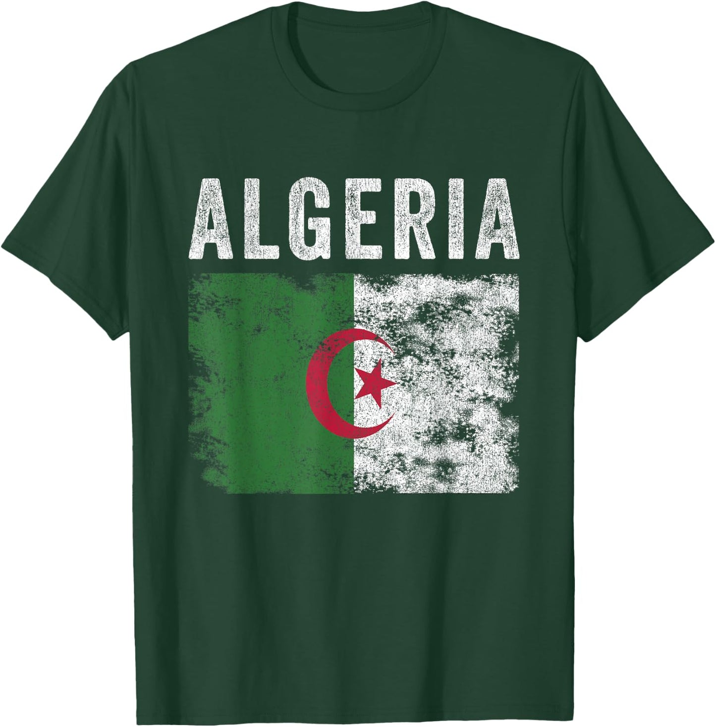 Algeria Flag Distressed - Men Women Kids - Algerian Flag T-Shirt - T-Shirt | Forest