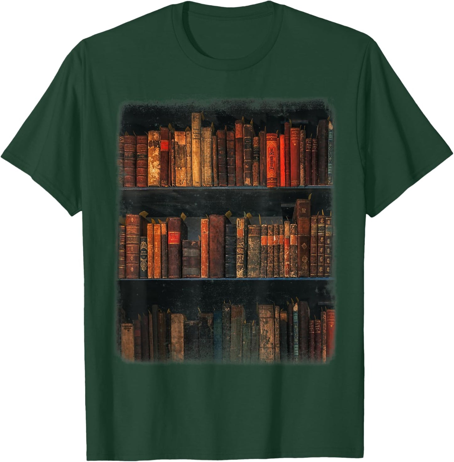 Old Books on Vintage Bookshelves Dark Academia Aesthetic T-Shirt - T-Shirt | Forest