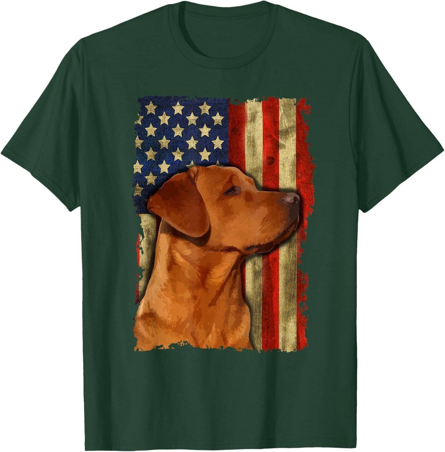 Foxred Labrador Retriever US Flag Fox Red Labrador Dog Lover T-Shirt - T-Shirt | Forest
