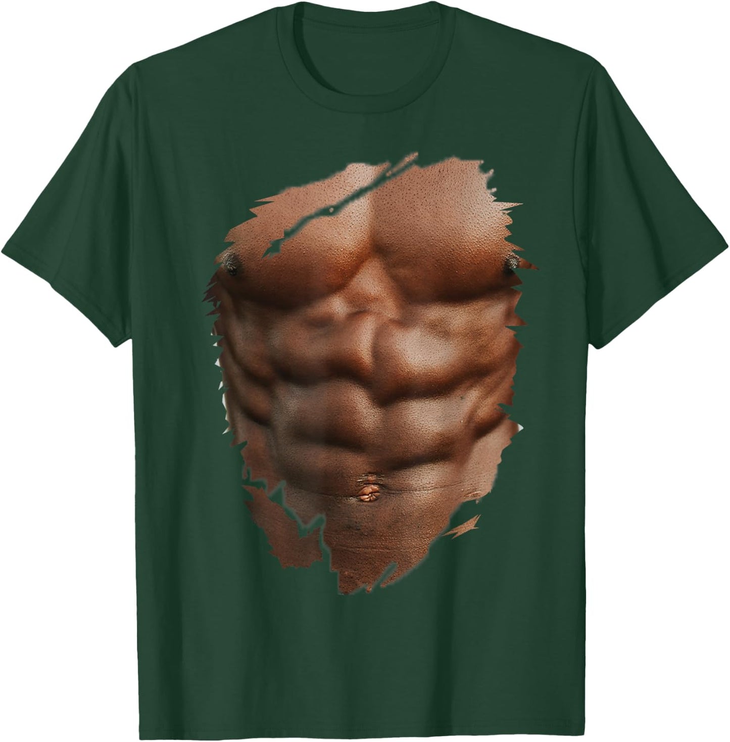Funny Fake Ripped Muscles Six Pack Abs Black Bodybuilder T-Shirt - T-Shirt | Forest