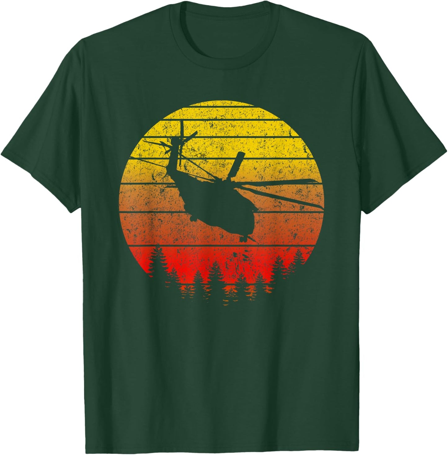 CH-53K King Stallion Helicopter Sunrise Vintage Retro Design T-Shirt - T-Shirt | Forest