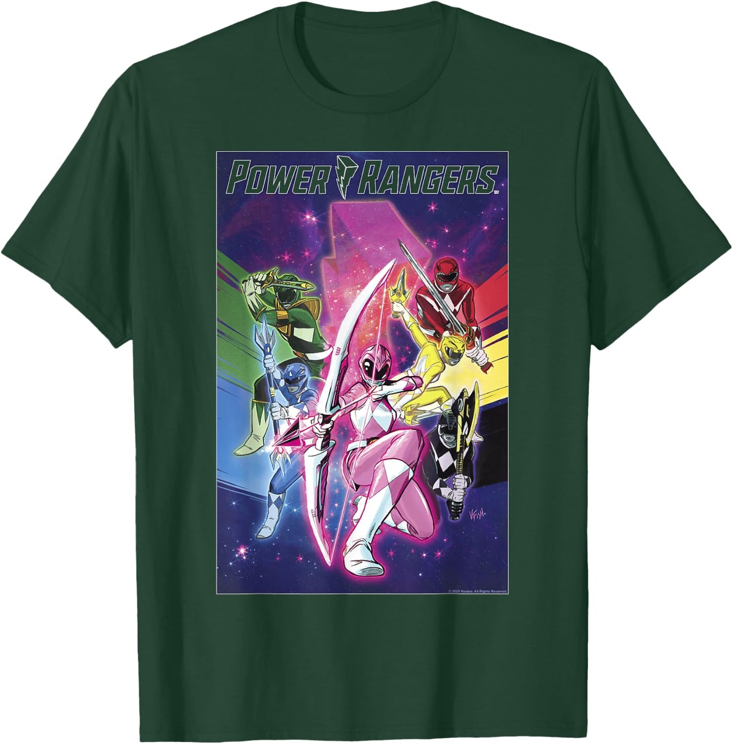 Power Rangers Rainbow Color Action Group Shot Poster T-Shirt - T-Shirt | Forest