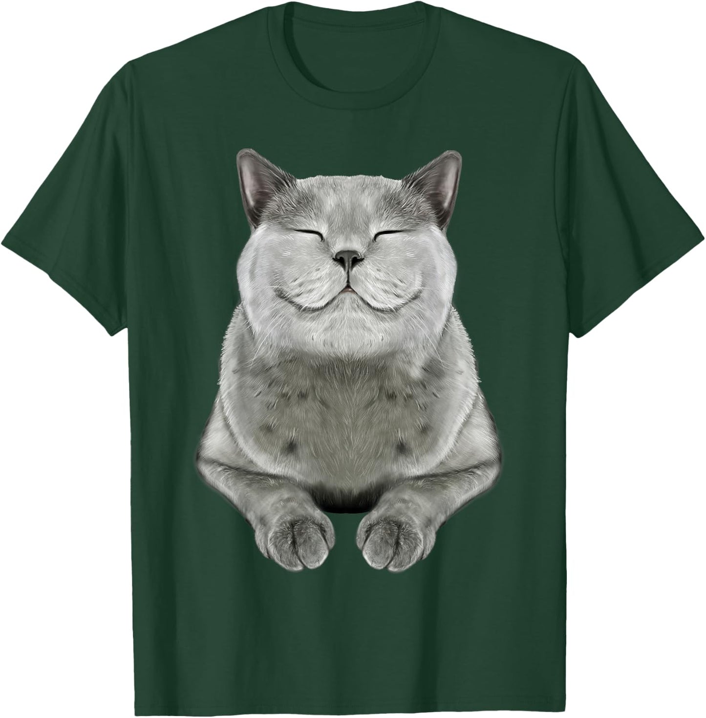 Grey Cat Smile Eager Face Cats Shirt Gifts T-Shirt - T-Shirt | Forest