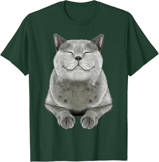 Grey Cat Smile Eager Face Cats Shirt Gifts T-Shirt - T-Shirt | Forest