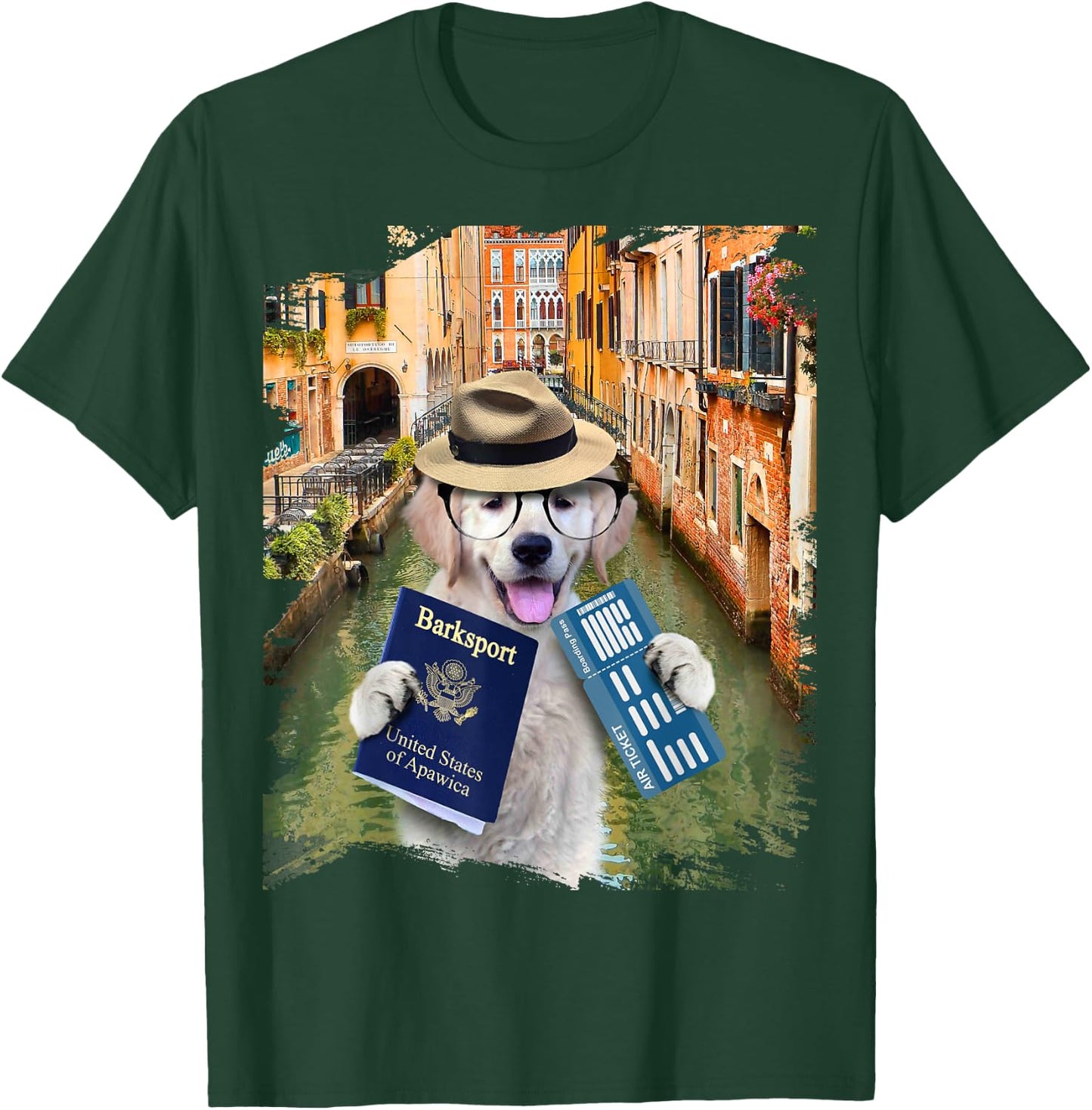 Golden Retriever Dog Tourist In Venice Italy Funny Women Kids T-Shirt - T-Shirt | Forest