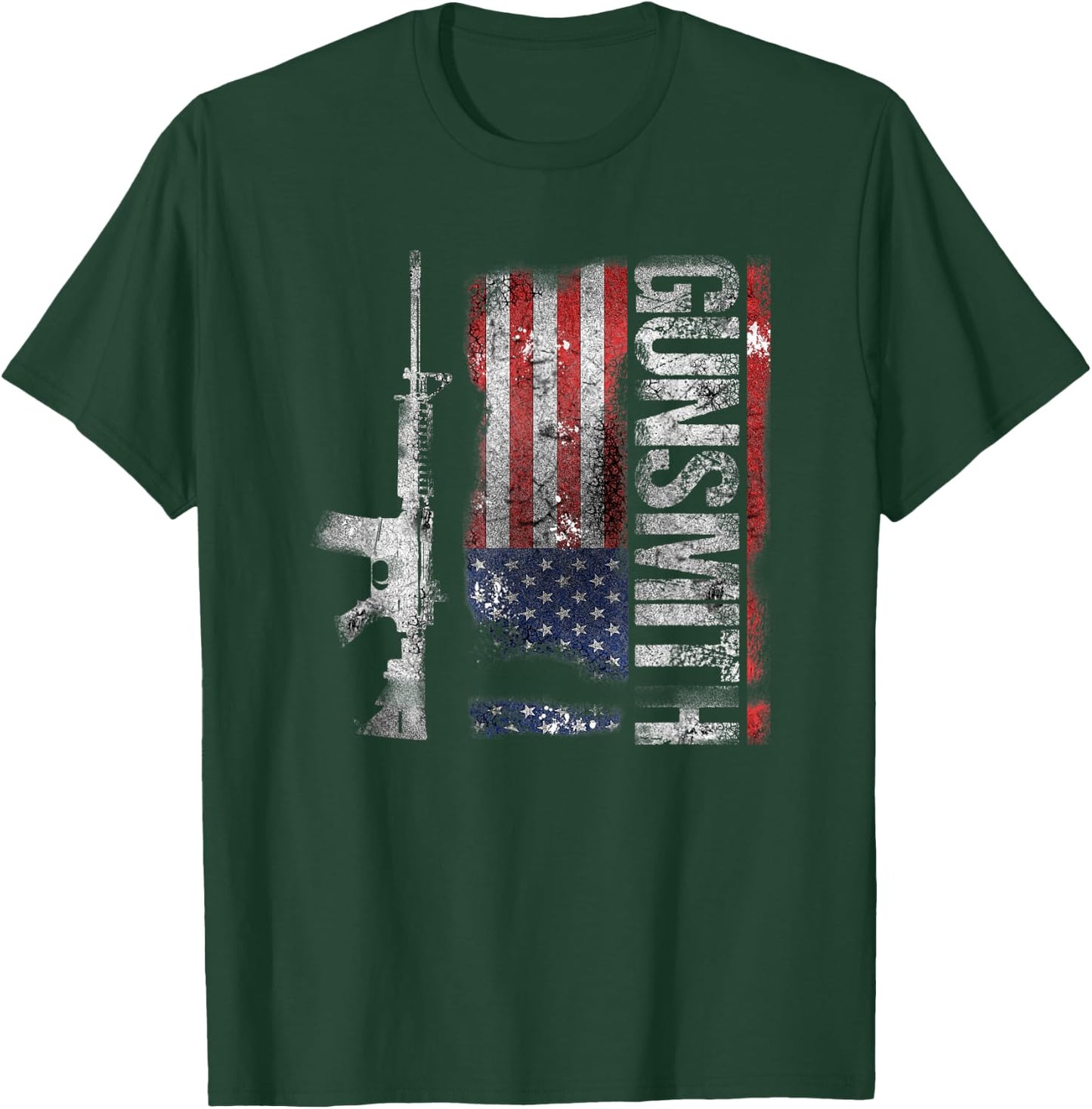 Gunsmith American USA Flag Gunsmithing Gift T-Shirt - T-Shirt | Forest