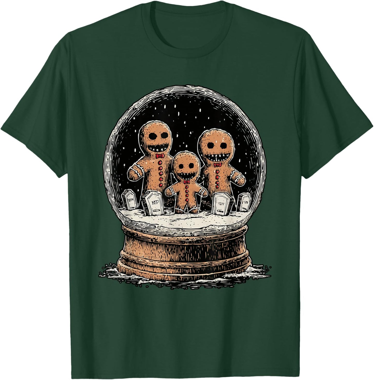 Creepy Gingerbread Cookies Goth Winter Gothic Christmas Snow T-Shirt - T-Shirt | Forest