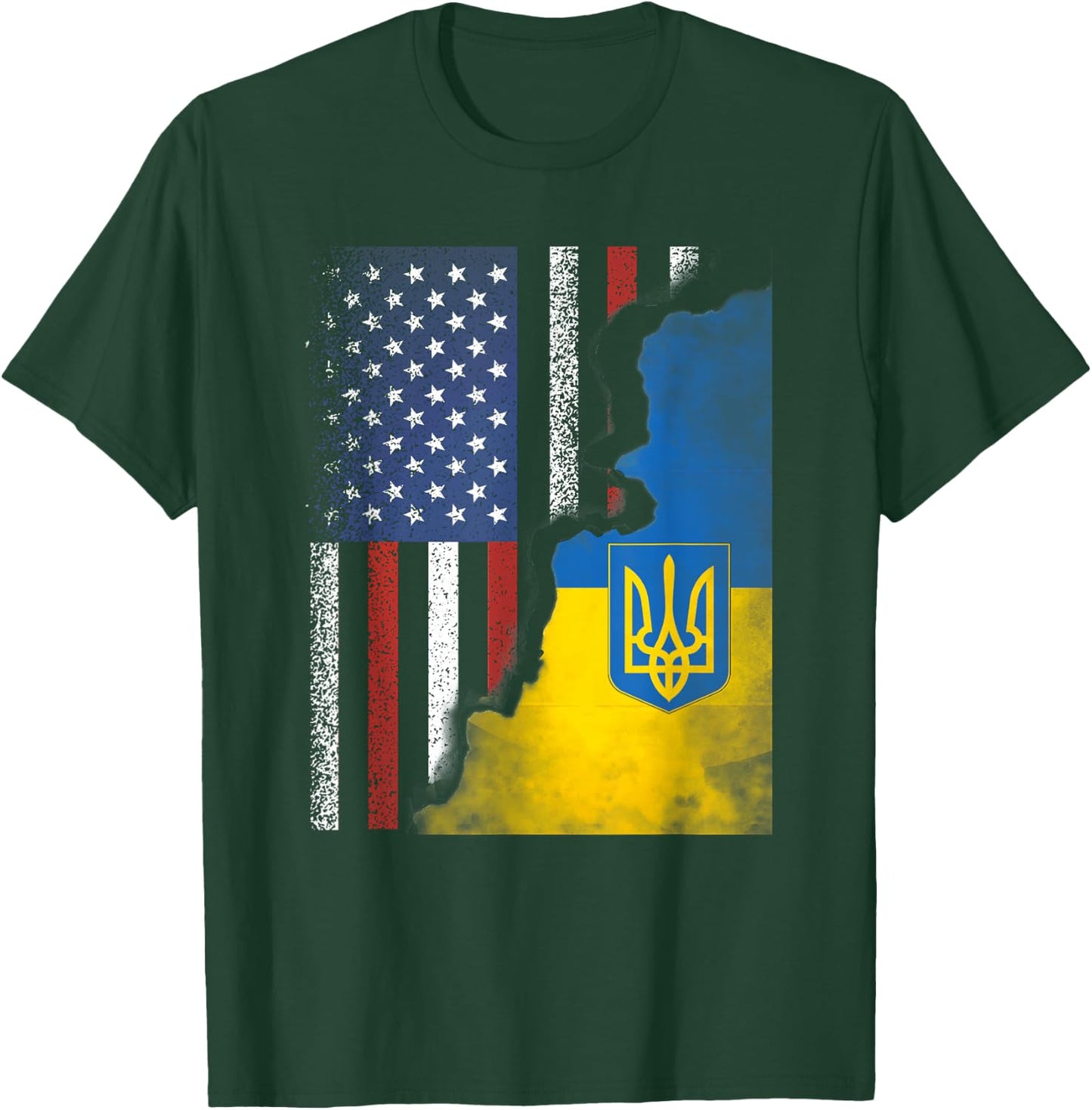 Ukrainian American Flag Ukraine USA America Roots T-Shirt - T-Shirt | Forest